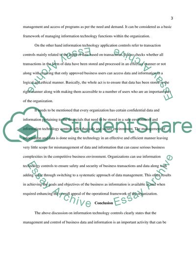 Discuss the information technology control