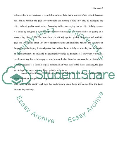 The Concept of Holiness and Socrates Position