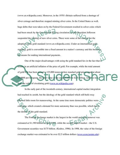 Gold Standard and Exchange Markets