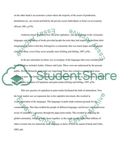 The Link between Development of Nationalism and Capitalism