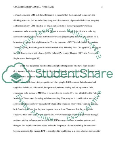 Cognitive Behavioral Programs