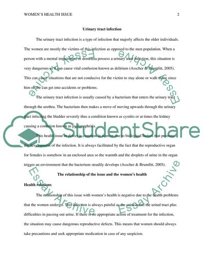 Womens Health issue: Urinary Tract Infection