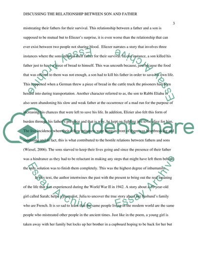 Discussing the relationship between son and father