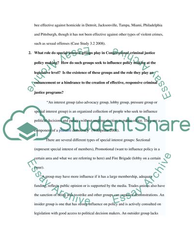 Mandatory Sentencing Guidelines and Special Interest Groups as Policy Makers