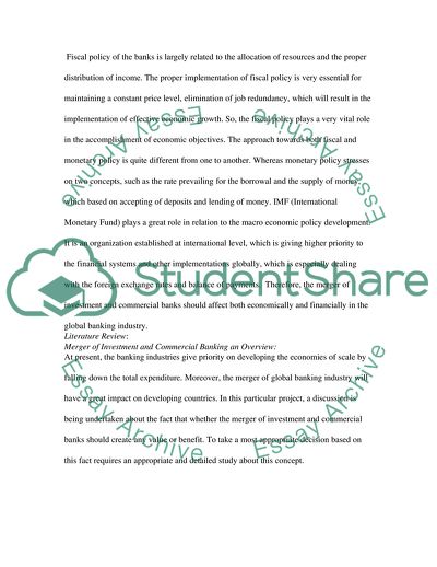 Merger of Investment and Commercial Banks