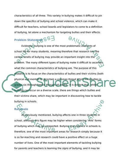 Characteristics of Violence in Schools