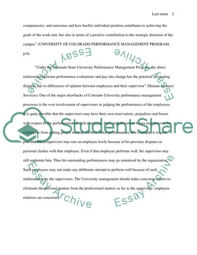 Management Performance at the University of Colorado