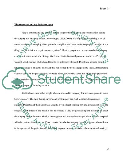 The Stress and Anxiety before Surgery