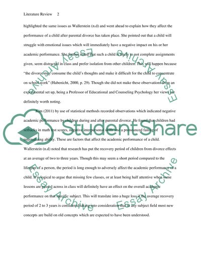 The Effects of Divorce on a Childs Education