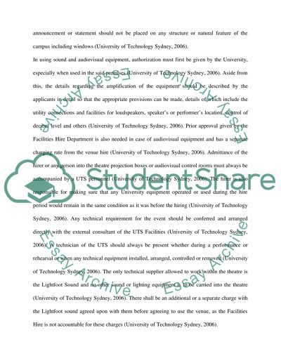 University of Technology Sydney Terms and Conditions of Hire