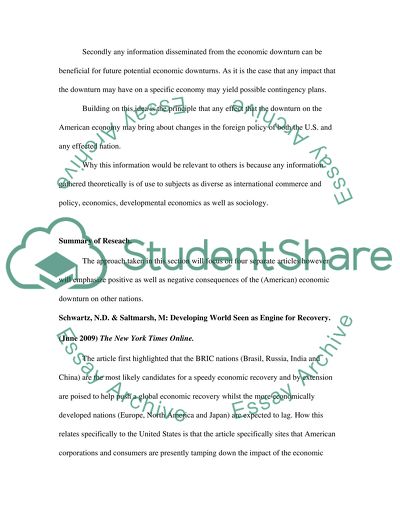 The Effects of U.S. Recession on Other Countries Economies