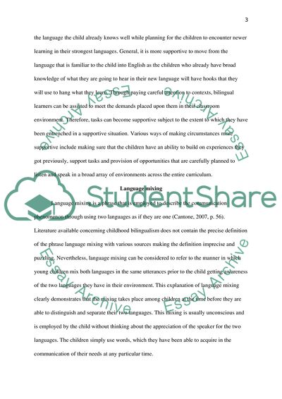 Teaching of Bilingual Children Observed in a School Setting