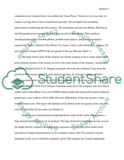 Impact of Apple iPhone, iPod & Laptops on the US GDP and stock Price