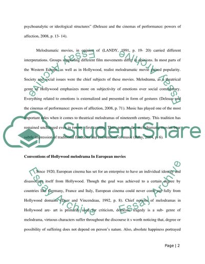 HOLLYWOOD MELODRAMA IN EUROPEAN FILMS