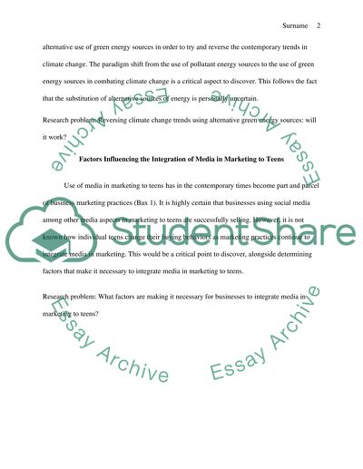 Topics to be Investigated