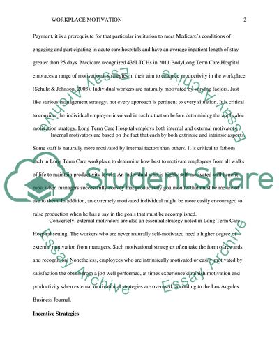 Long-Term Care Hospital Workplace Motivation