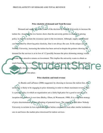 Price Elasticity of Demand and Total Revenue