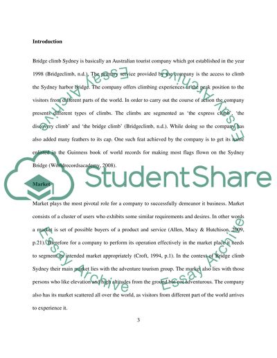 Marketing Analysis of Bridge climb Sydney