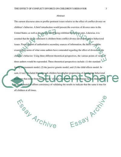 The Effect of Conflict Divorce on Childrens Behavior