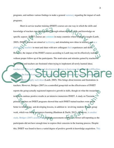 Impact of TESOL Continuing Professional Development programs (CPDs)