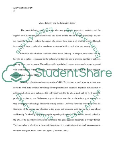 Movie Industry and the Education Sector