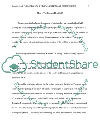 Public Policy & Globalization and Outsourcing