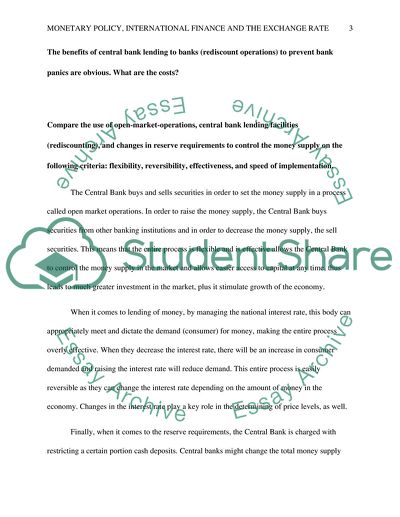 Question 1: Monetary Policy Question 2. International Finance and the Exchange Rate