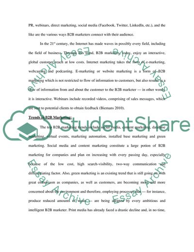 Major Trends in Business to Business Marketing