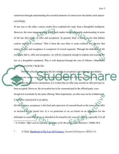 Examining the Law Relating to Acceptance of an Offer