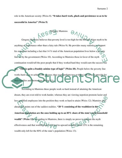 Horatio Alger Myth Analysis