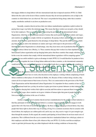 Unfair Competition from Countries without International Labour Laws