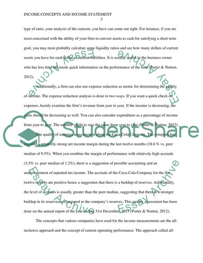 Income Concepts and Income statement