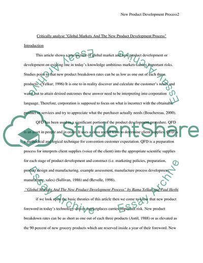 Critical Analyse Global Markets and the New Product Development