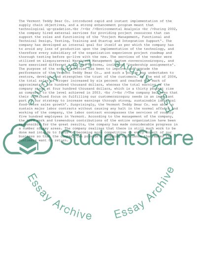 Vermont Teddy Bear Cos Organizational Analysis