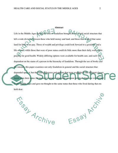 Health Care and Social Status in the Middle Ages