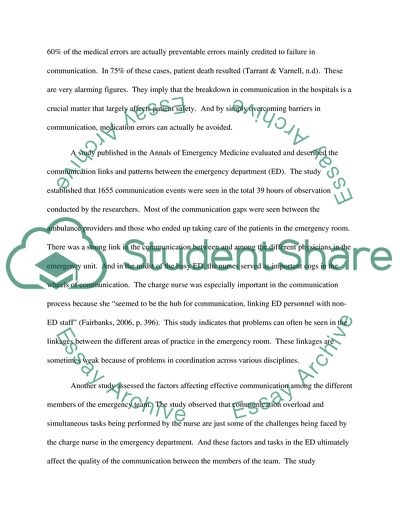 Communication Issues in the Emergency Unit