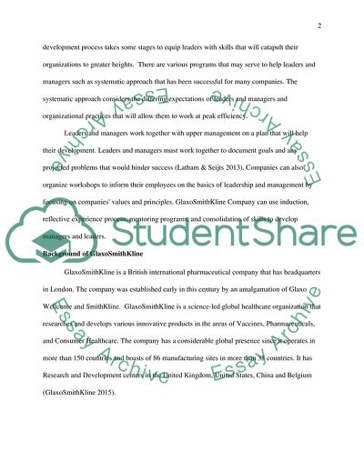 Leadership and Management Development Program - GlaxoSmithKline