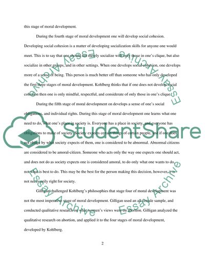 Kohlbergs Analysis of Moral Development