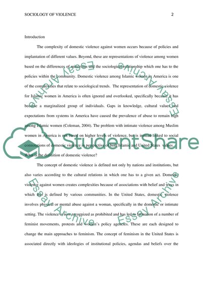Sociology of Violence Research Paper