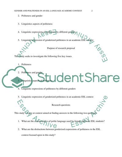 Gender And Politeness In An ESL Language Academic Context
