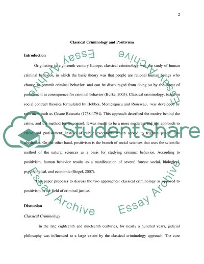 Classical Criminology and Positivism