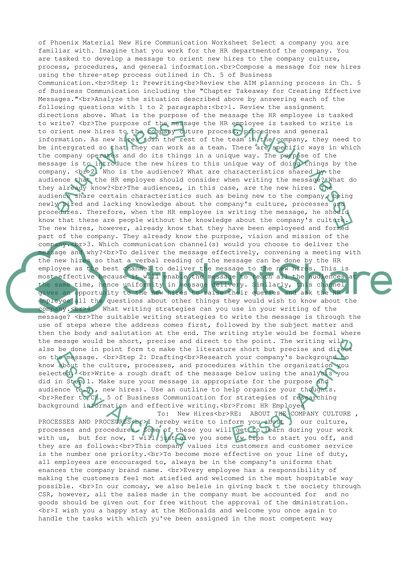 New Hire Communication Worksheet