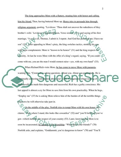 Immobility of Sir Thomas More in A Man for All Seasons by Robert Bolt