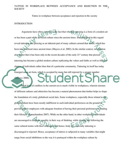 Tattoo in the Workplace between Acceptance and Rejection in the Society