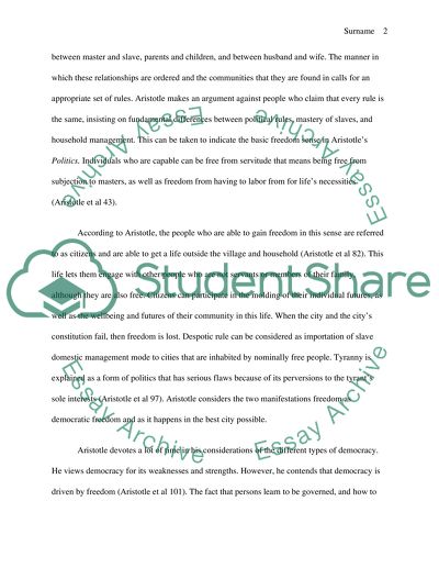 The Presupposition of the Democratic Sort of Regime Is Freedom