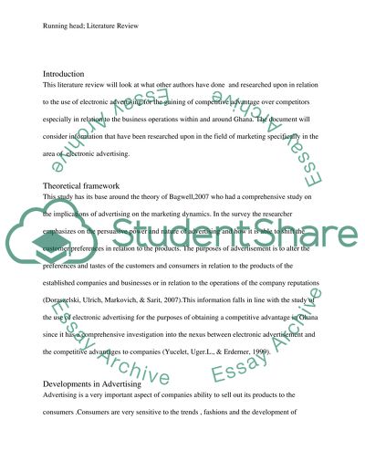 Electronic Advertising to Gain Competitive Advantage