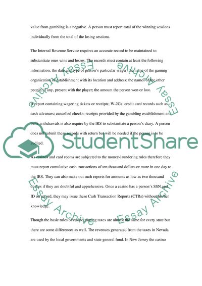 Casino Taxes Regulation