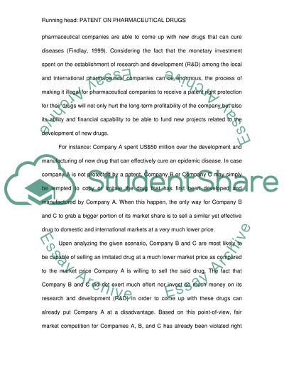 Patent on Pharmaceutical Drugs