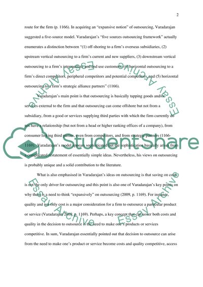 Outsourcing: Theory, Literature, and Effects