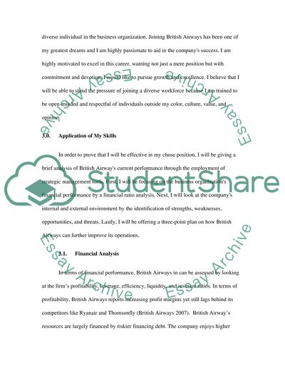Application for British Airway